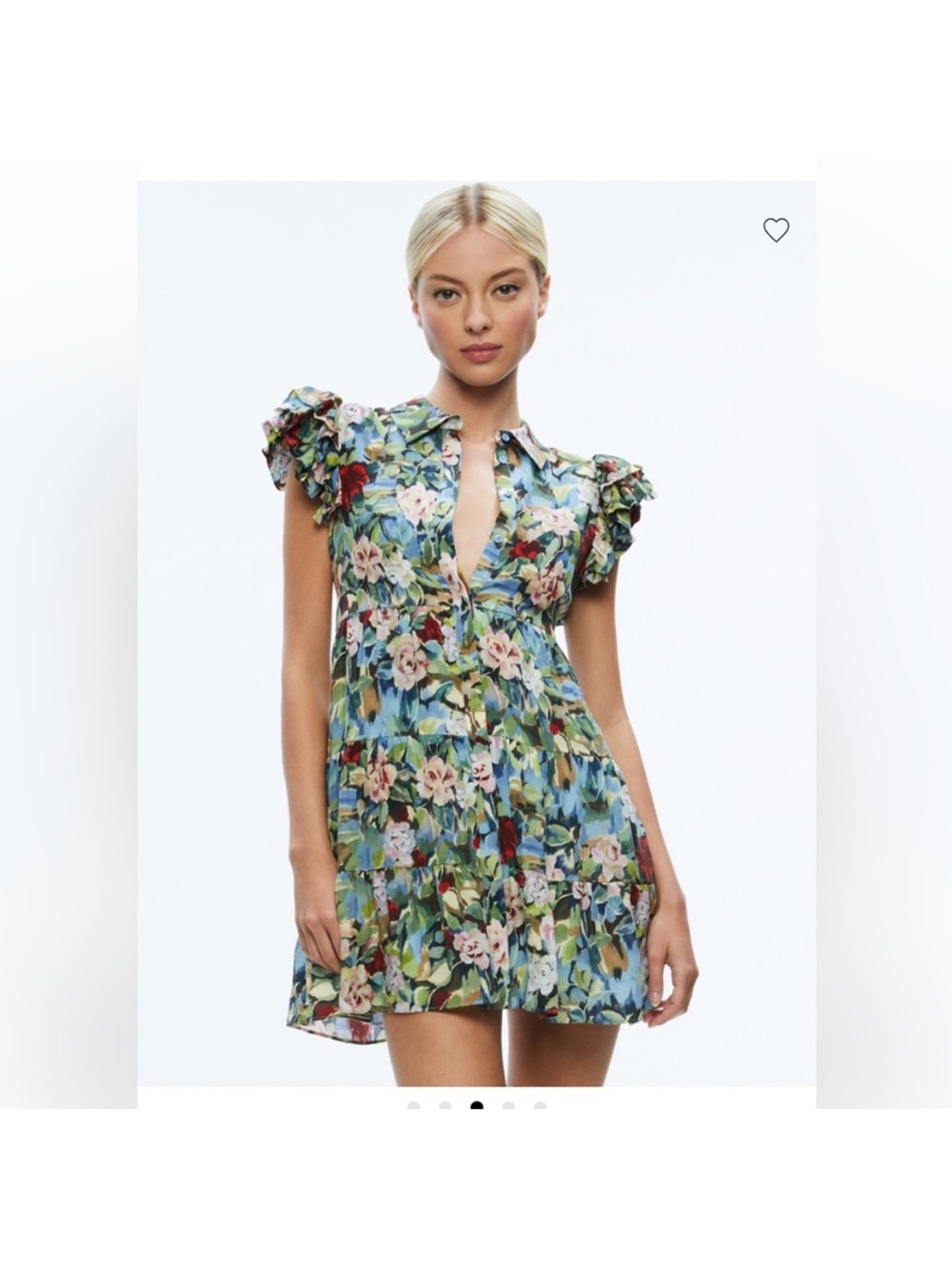 Alice + Olivia Floral Mini Dress in Blue & Green